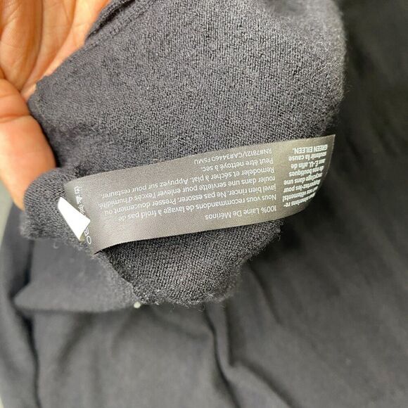 Eileen Fisher Cardigan 100% Merino Wool Italian Yarn Size M Open Front Black - Picture 6 of 12